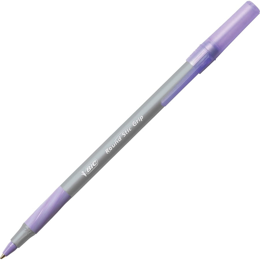 "Round Stic Grip Xtra Comfort Ballpoint Pen, Easy-Glide, Stick, Medium 1.2 Mm, Purple Ink, Gray/purple Barrel, Dozen | Bundle of 5 Dozen"