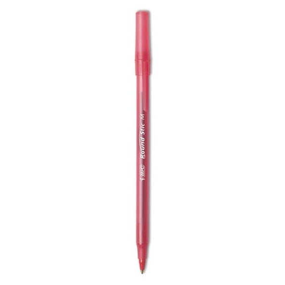 Round Stic Xtra Life Ballpoint Pen, Stick, Medium 1 Mm, Red Ink, Translucent Red Barrel, Dozen | Bundle of 10 Dozen