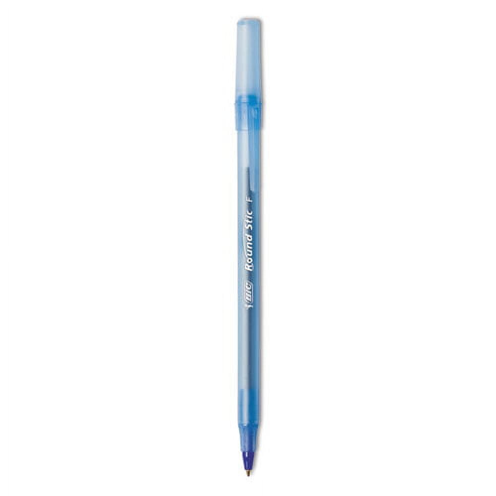 Round Stic Xtra Precision Ballpoint Pen, Stick, Fine 0.8 Mm, Blue Ink, Translucent Blue Barrel, Dozen | Bundle of 10 Dozen