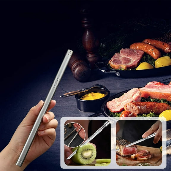 Round Stick Fruit Knife,High Hardness Outdoor Barbecue Knife Camping Straight Knife