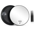 thumbnail image 1 of Round Stick-On Convex Mirror,Mirror with 30X Magnification with 3 Suction Cups, 6 Inch Round Makeup Mirror for Tweezing, Blackhead Removal, Lightweight Portable, Easy to Install for Makeup Mirror., 1 of 5