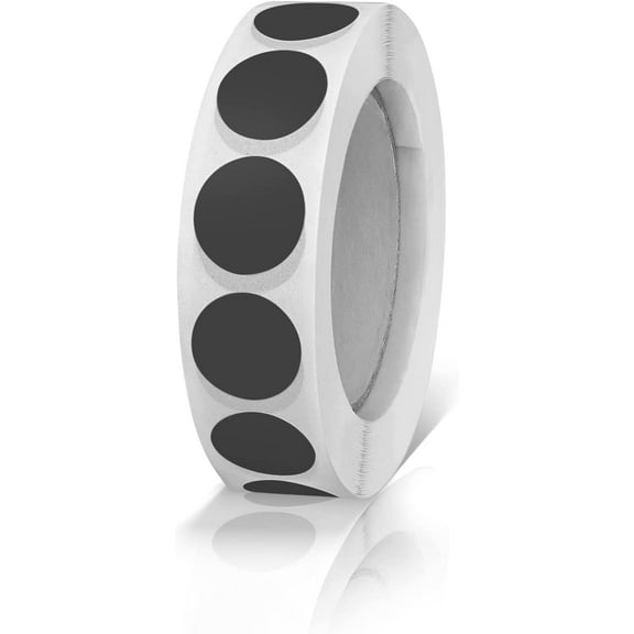 Round Stickers Black 0.50 Inch Circle Labels with Color Coding Dot Sticker Waterproof Removable Roll of 500