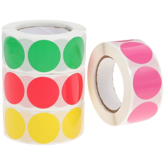 Round Stickers Gift Wrapping Sticky Coding Labels Adhesive Baking Color Dot Point 4 Rolls