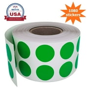 Round Stickers Roll Color Coding Labels in Green 0.50 inch 13mm - 1080 Pack by Royal Green
