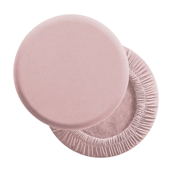 Round Stool Cover, Elastic Bar Stool Seat Cover, Washable Polyester Slipcover for Kitchen Dining Chair, 11.81 in, Pink