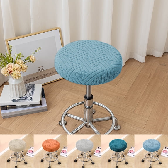 Round Stool Cover, Stretch Elastic Chair, Seat Protector, Non-Slide Wrinkle-Resistant, for Dining Room Decor, Beauty Salon Bar Stool | Blue KTFgvq