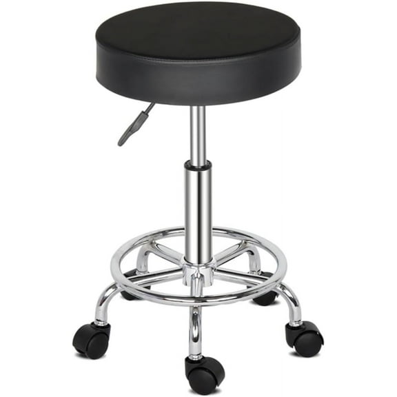 Round Stool Ha Ha Feet Rotation Bar Stool - Black Swivel Barstool with Adjustable Height
