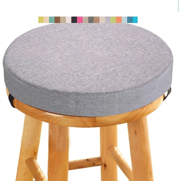 Round Stool Seat Cushion 10/11/12/13/15/16/18" Chair Pad with Ties - Non-Slip Round Bar Stool Cushions Thick & Comfy Memory Foam for Stools/Chairs/Kitchen/Dining(@7,12x2in)