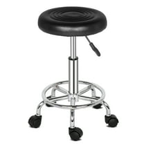 Round Stool with Lines Rotation Bar Stool, Black