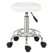 Round Stool with Lines Rotation Bar Stool White