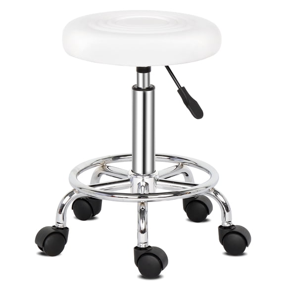 Round Stool with Lines Rotation Bar Stool White
