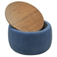 thumbnail image 1 of Round Storage Ottoman, 2 in 1 End Table Ottoman Seat Footstool with Removable Lid, Upholstered Fabric Large Storage Ottoman for Living Room Bedroom, 25.5"x25.5"x14.5", Navy, 1 of 7