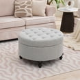 thumbnail image 1 of Round Storage Ottoman, 30" Modern Button Tufted Ottoman Coffee Table with Removable Top, Ottoman with Storage Footrest Stool for Living Room, Ottoman Foot Rest for Bedroom & Office, 1 of 8