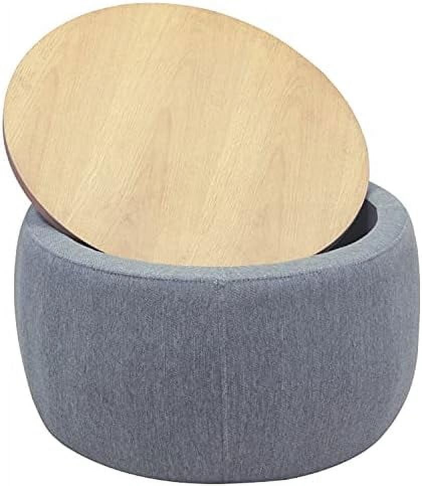 Round Storage Ottoman Coffee Table, Footstool, Side Table End Table for Living Room (Dark Grey ...