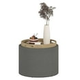 thumbnail image 1 of Round Storage Ottoman Coffee Table with Top Tray, Linen Fabric Upholstered Footstool with Compartment, 1 of 1