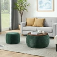 thumbnail image 1 of Round Storage Ottoman, Set of 2 Coffee Table, Versatile 2-in-1 End Table and Footstool, Compact Coffee Table or Side Table with Ample Storage for Living Room, Office, Small Spaces, 1 of 7