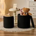 thumbnail image 1 of Round Storage Ottoman Set of 2 Sherpa Storage Ottoman Chair Makeup Vanity Stool Chair Multifunctional for Living Room, Bedroom, Dining Room (Black), 1 of 12