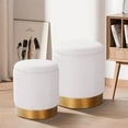 thumbnail image 1 of Round Storage Ottoman Set of 2 Sherpa Storage Ottoman Chair Makeup Vanity Stool Chair Multifunctional for Living Room, Bedroom, Dining Room (White), 1 of 12