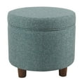 thumbnail image 1 of Round Storage Ottoman Teal Tweed, 1 of 8