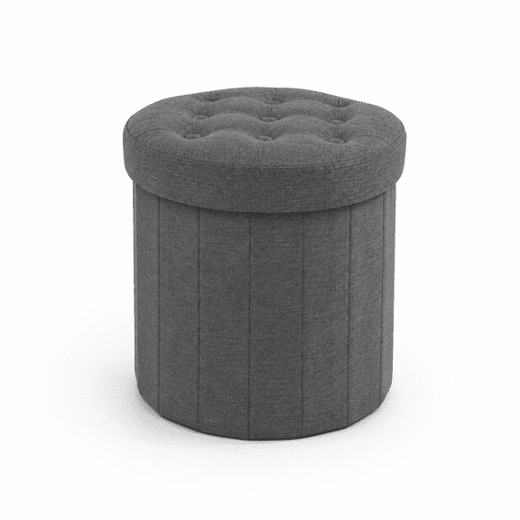 Round Storottoman Linen Vanity Stool