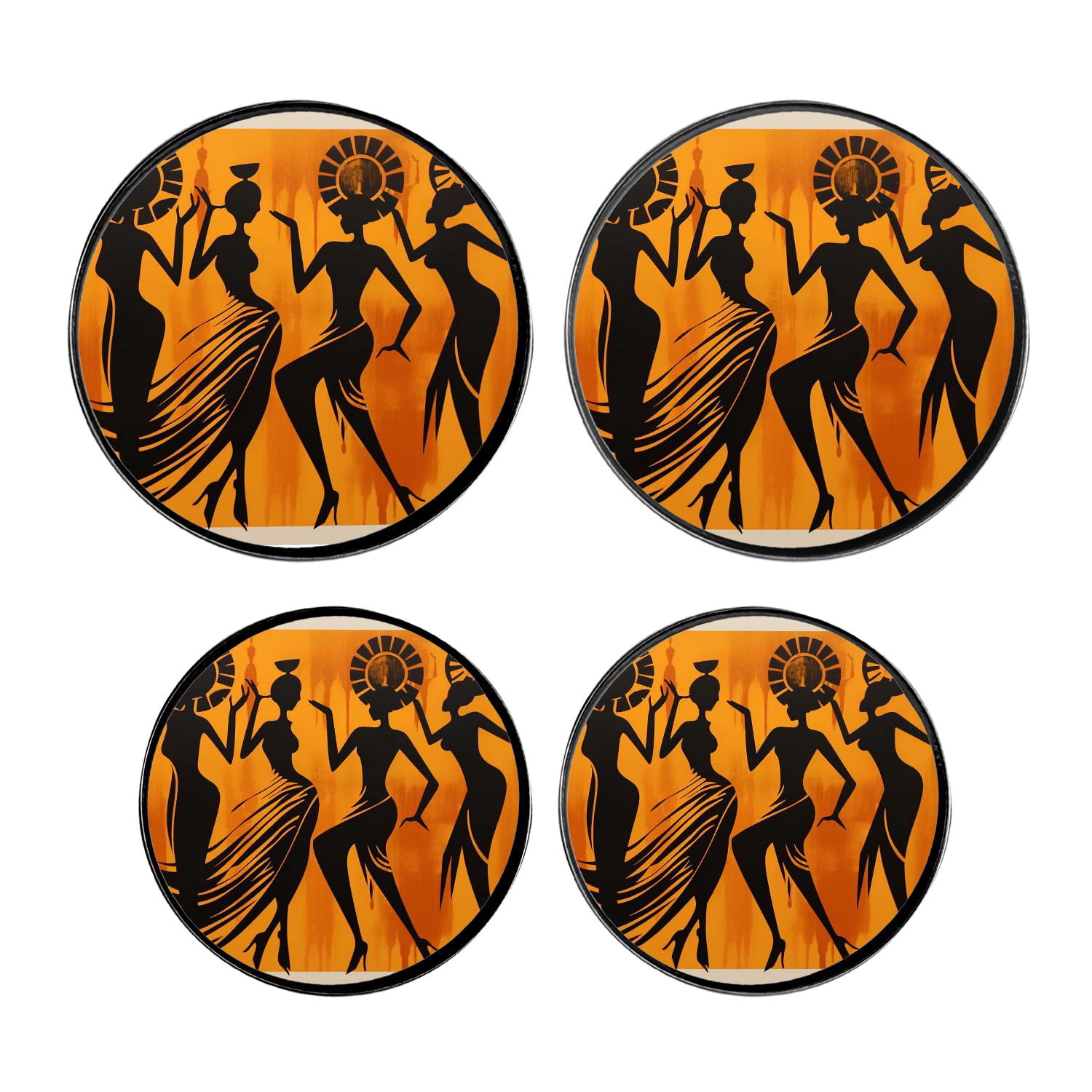 Round Stove Burner Covers 4 Pcs,African Dancer Women Africa Black Art Beautiful Round Electric Stove Burner Covers 8Inch And 10Inch