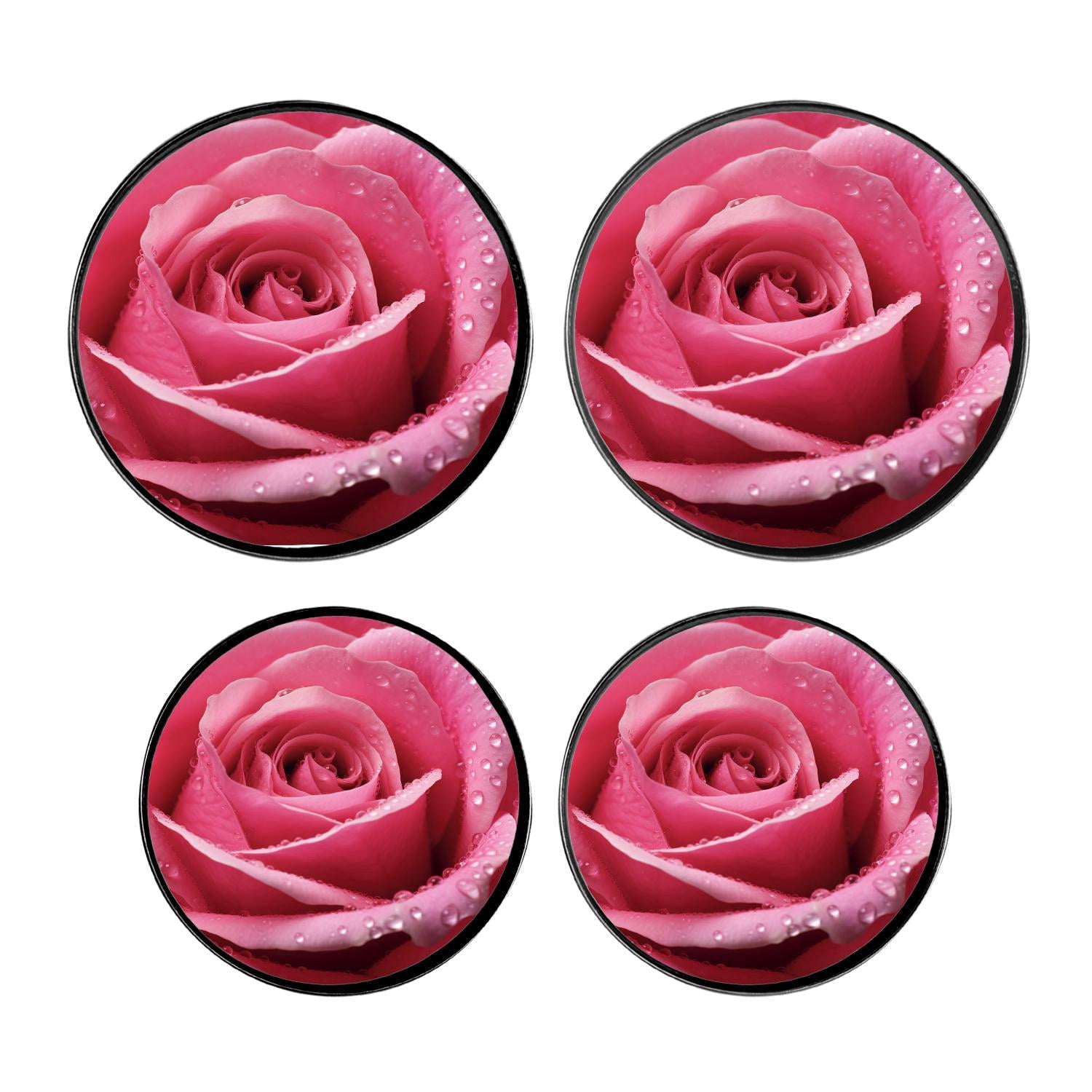 Pink Roses Covers Round Stove Burner Covers 4 Pcs,Close Up of Pink Rose Petals Cute Art ...