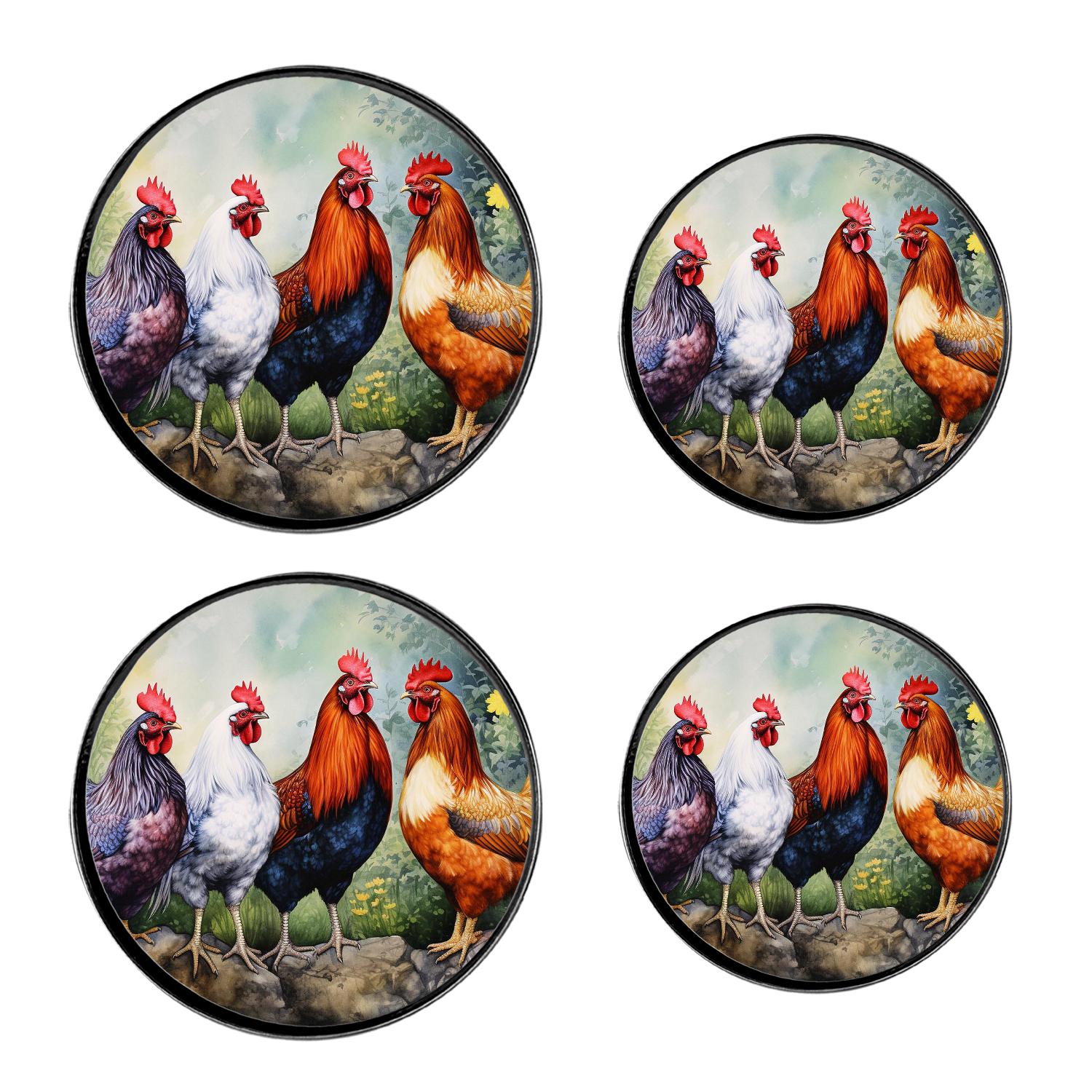 Round Stove Burner Covers 4 Pcs Decorative Gas Stove Burner Cover 8Inch And 10Inch for ,Chicken Rooster Grass Vintage lovely