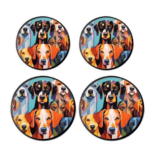 Round Stove Burner Covers 4 Pcs for Home Decor Cooktop Decorative ,Dogs Icon Flat Design Illustration, Metal Round Stove Burner Covers 8Inch And 10Inch