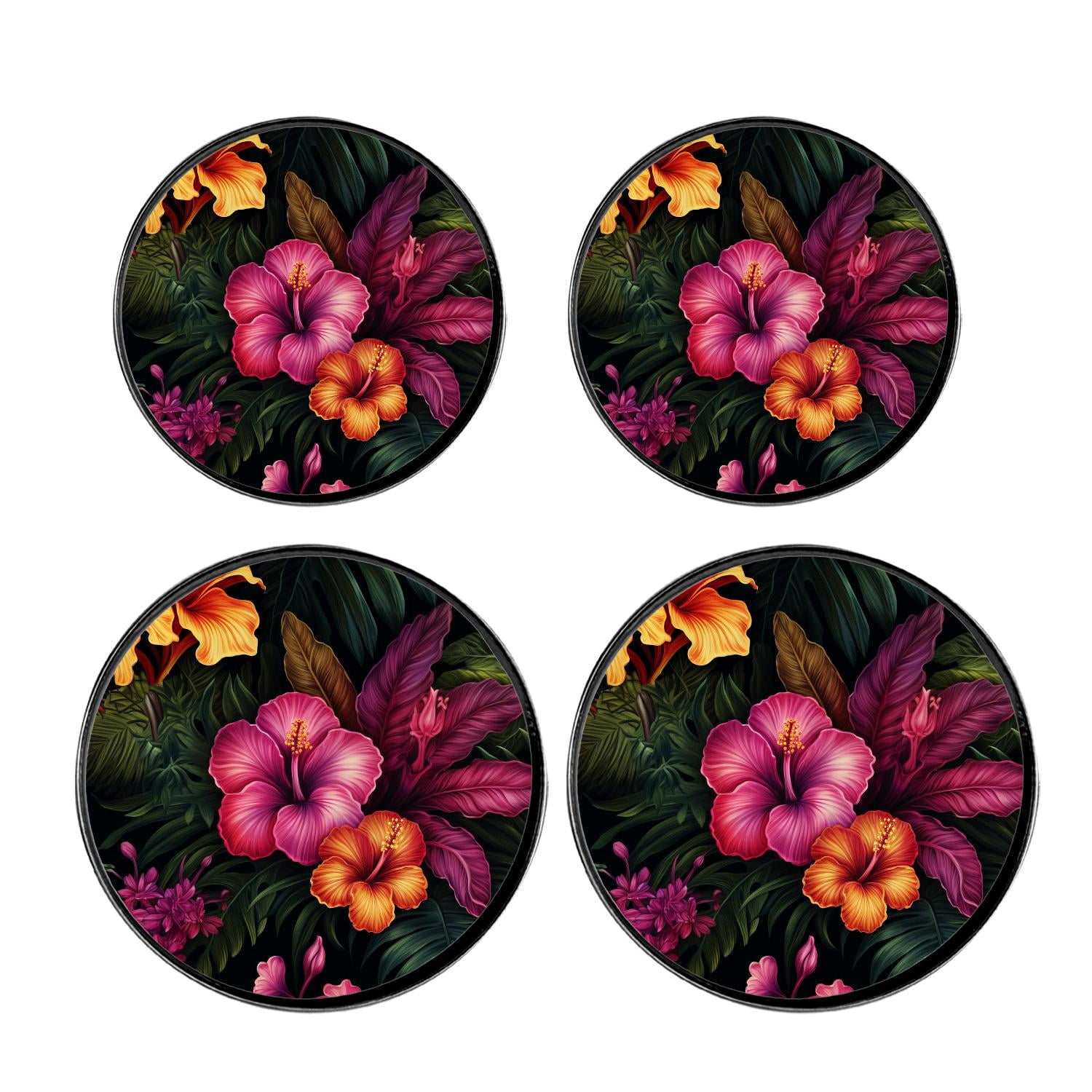 Round Stove Burner Covers 4 Pcs for Home Decor Cooktop Decorative ,Palm