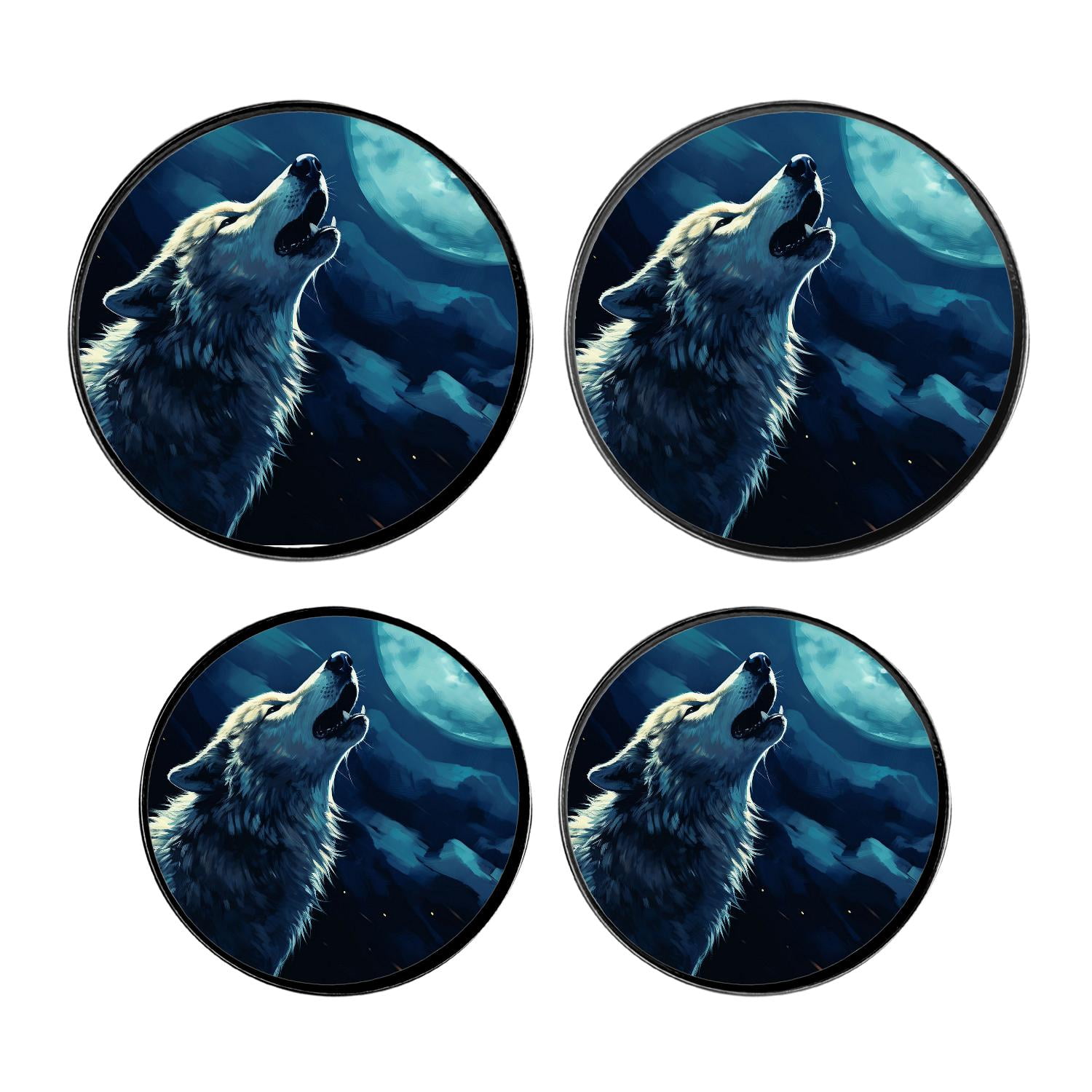 Round Stove Burner Covers 4 Pcs,Howling Lon ely Wolf Lovely Design Round Electric Stove Burner Covers 8Inch And 10Inch