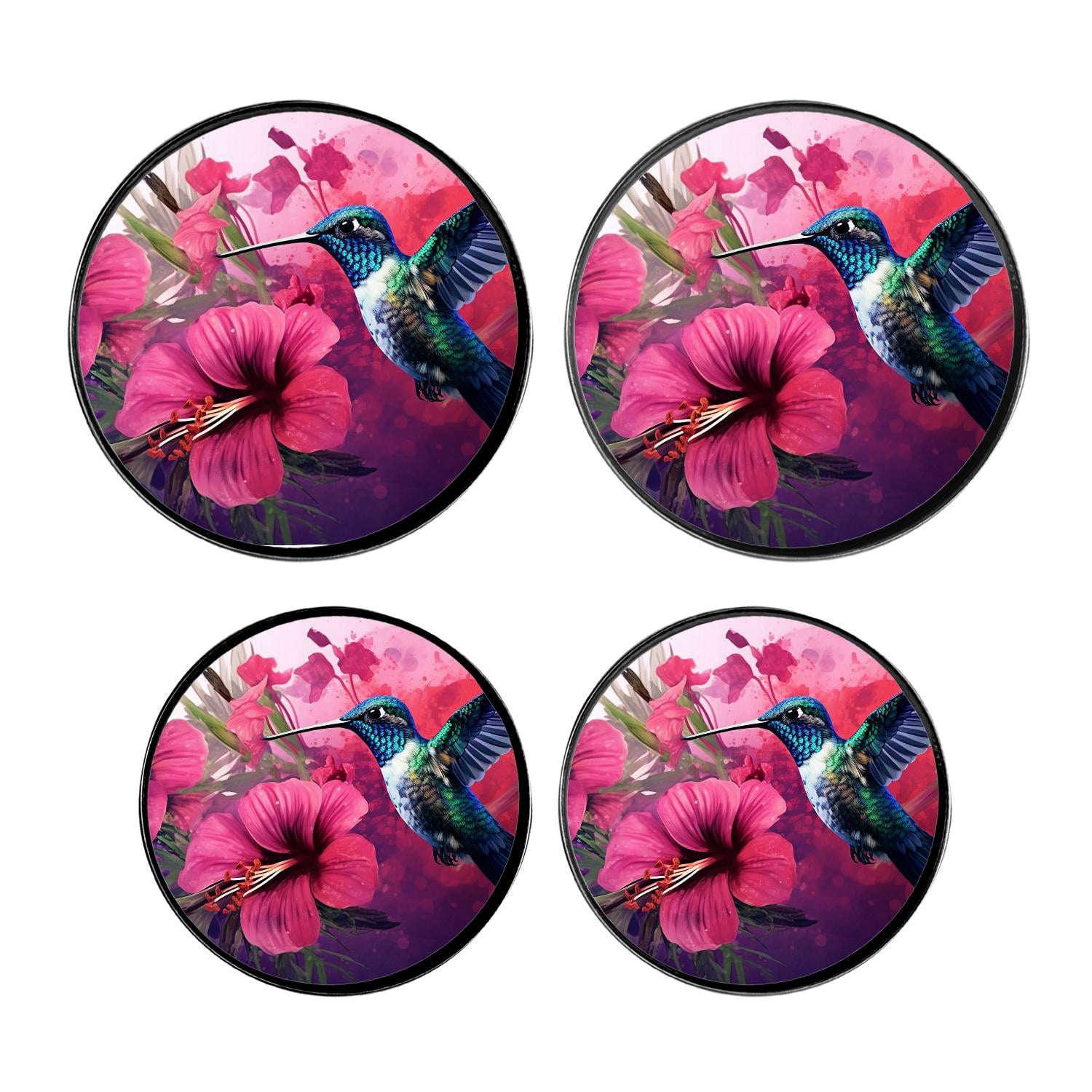 Round Stove Burner Covers 4 Pcs,Hummingbird Floral Graceful Pattern ...