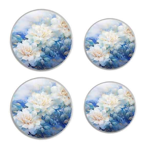 Round Stove Burner Covers 4 Pcs Metal Electric Stove Burner Covers 8Inch And 10Inch ,Blue Flowers in A Bouquet floral style