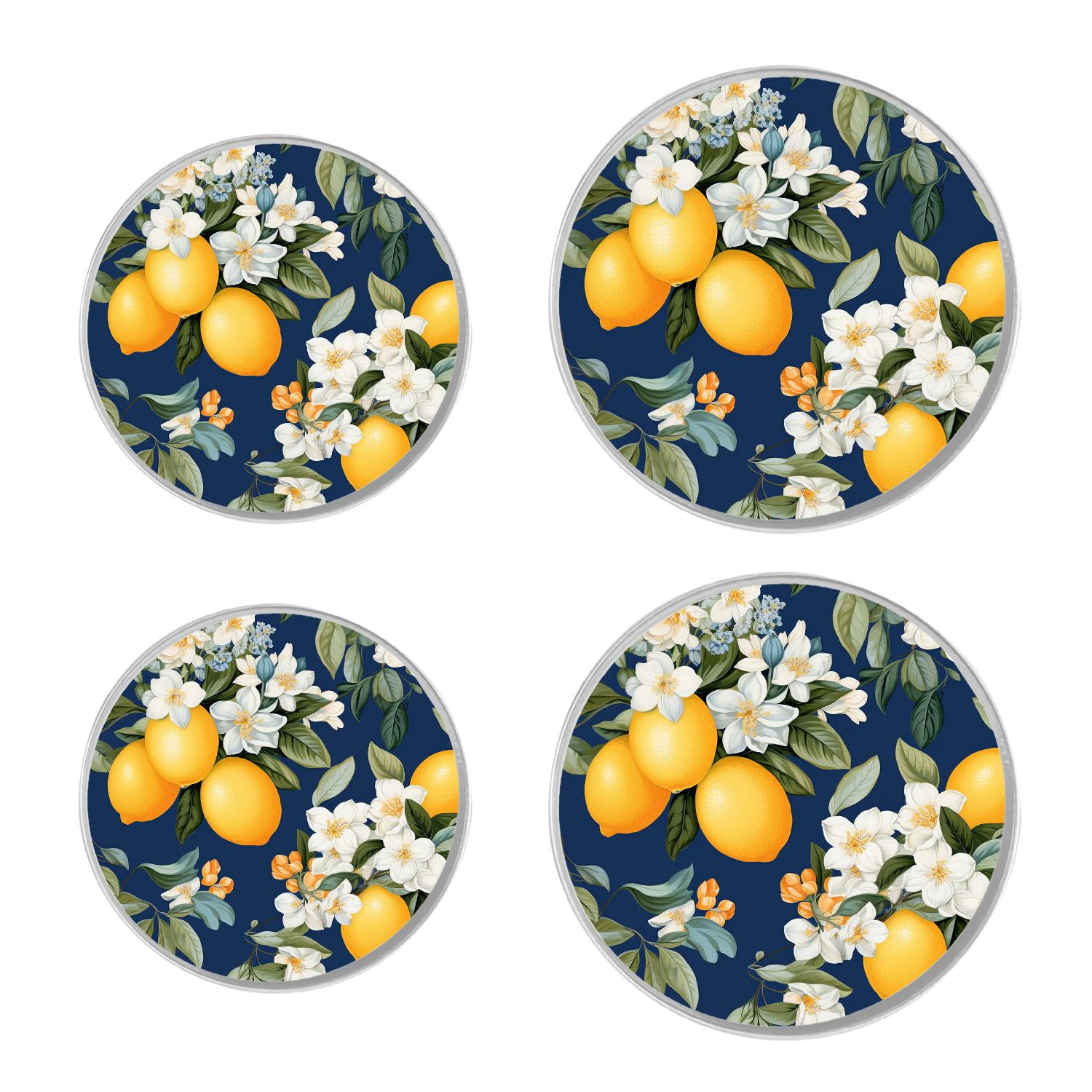 Round Stove Burner Covers 4 Pcs Metal Electric Stove Burner Covers 8Inch And 10Inch ,Mediterranean Yellow Lemon lovely