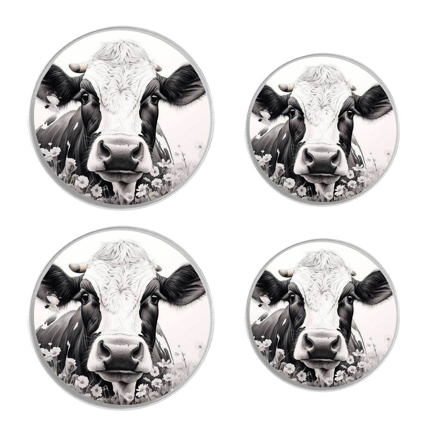 Round Stove Burner Covers 4 Pcs Metal Electric Stove Burner Covers 8Inch And 10Inch ,black and white cow beautiful