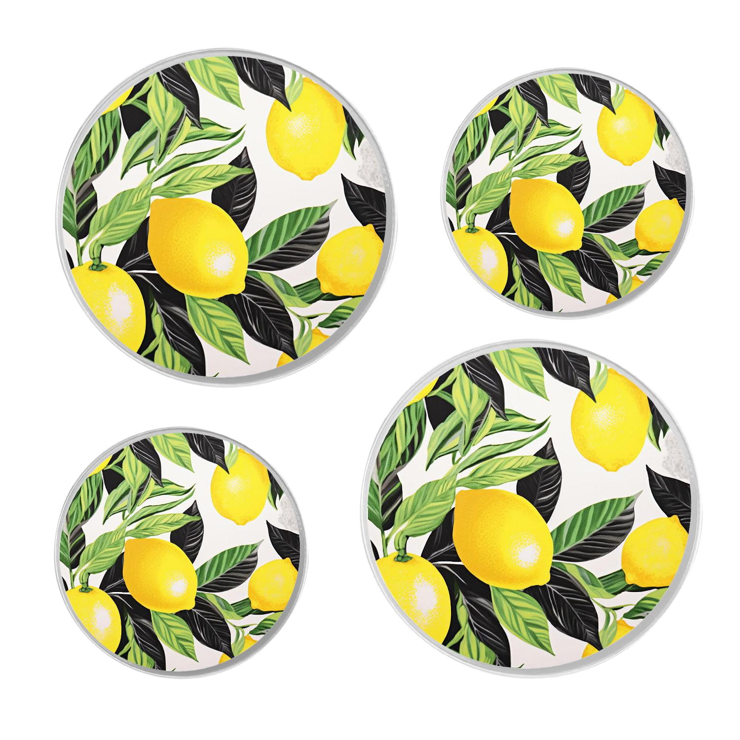 Round Stove Burner Covers 4 Pcs Round Gas Stove Burner Cover 8Inch And 10Inch for ,Lemon Yellow Limon Fruits creative