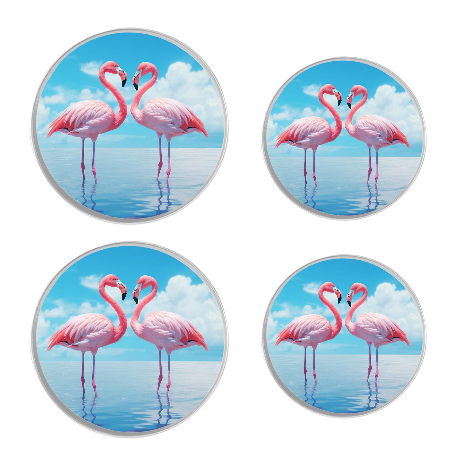 Round Stove Burner Covers 4 Pcs for Home Decor Cooktop Decorative ,Pink Flamingo colorful, Metal Round Stove Burner Covers 8Inch And 10Inch