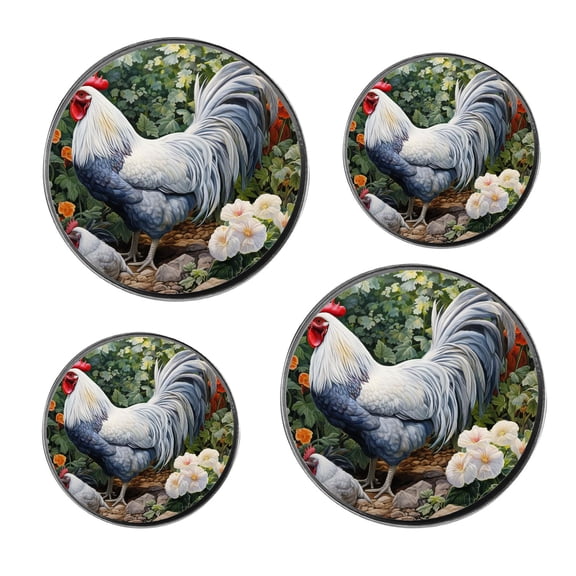 Metal Stove Burner Covers 4 Pcs Decorative Gas Stove Burner Cover 8Inch And 10Inch ,Rooster Turkey and Duck Style, for Home Decor Cooktop Decorative