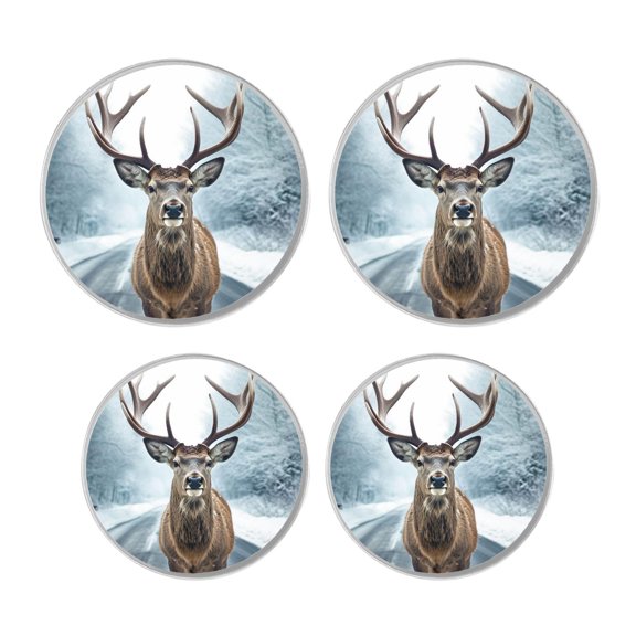 Round Stove Burner Covers 4 Pcs for Metal Gas Stove Burner Cover 8Inch And 10Inch ,Deer and Snowflakes
