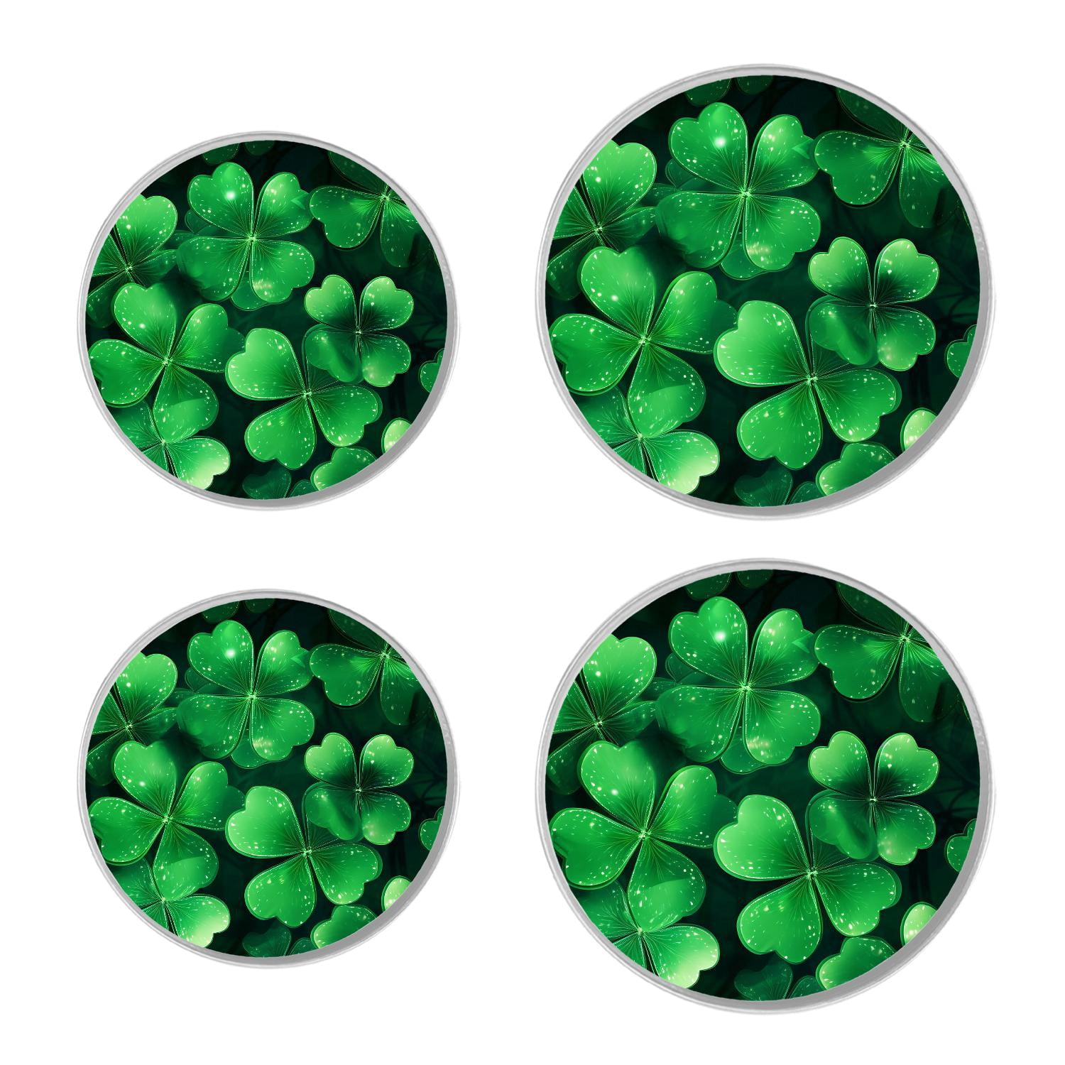 Round Stove Burner Covers 4 Pcs for Metal Gas Stove Burner Cover 8Inch And 10Inch ,Happy St Patrick Day Lucky Four Leaf Clover Shamrock style