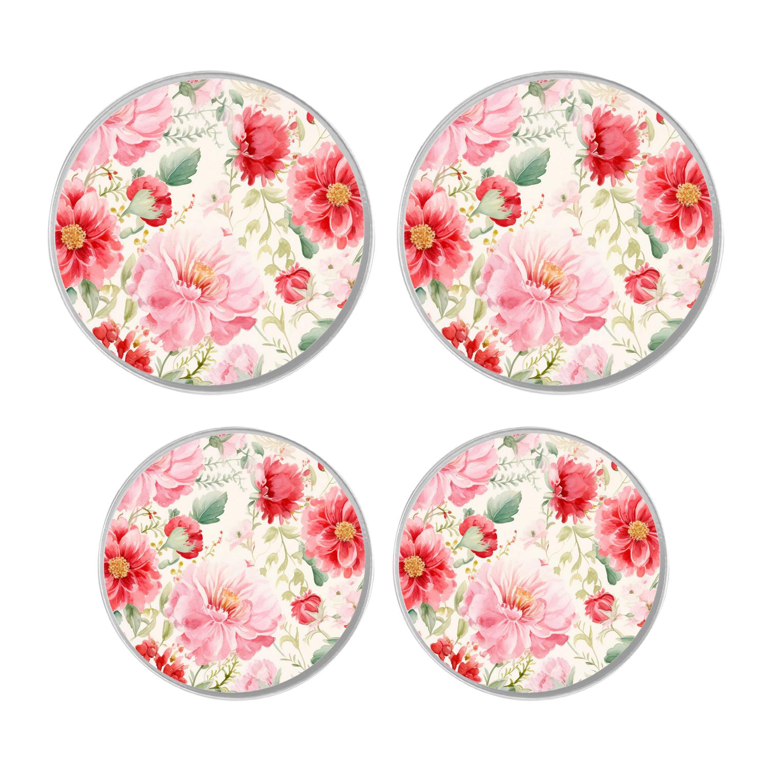Round Stove Burner Covers 4 Pcs for Metal Gas Stove Burner Cover 8Inch And 10Inch ,Vibrant Floral Poppy Flower style