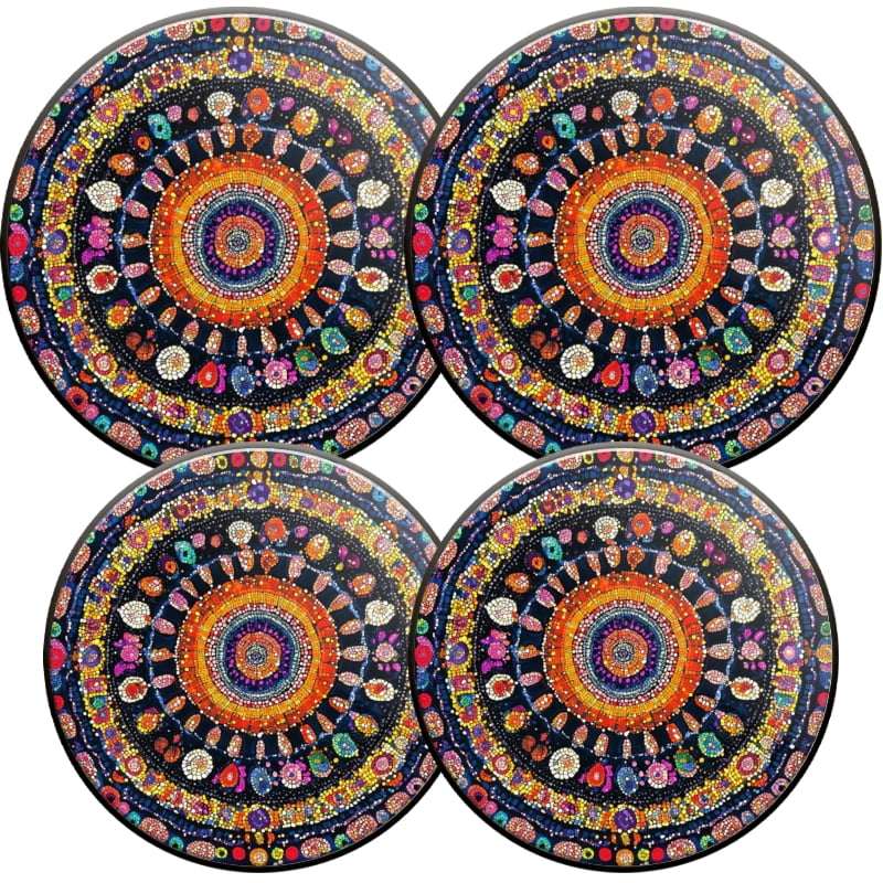 Round Stove Burner Covers for Electric Stove, Multicolor Vintage Bohemia Flowers Print Easy to Clean Gas Stove Burner Covers Set of 4 for Kitchen Cooktop Decor, 8 Inches and 10 Inches