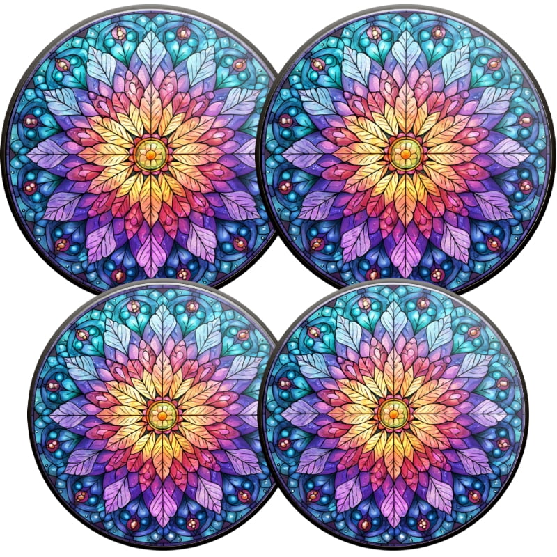 Round Stove Burner Covers for Electric Stove, Mystery Colorful Floral Mandala Decorative Electric Range Burner Covers Set of 4 for Kitchen, 8 Inches and 10 Inches