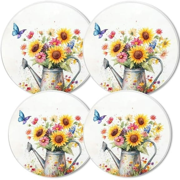 Round Stove Burner Covers For Electric Stove,Sunflower And Wildflowers Print Gas Stove Burner Covers Set Of 4, 8 Inches And 10 Inches Cooktop Decorative Stove Top Covers