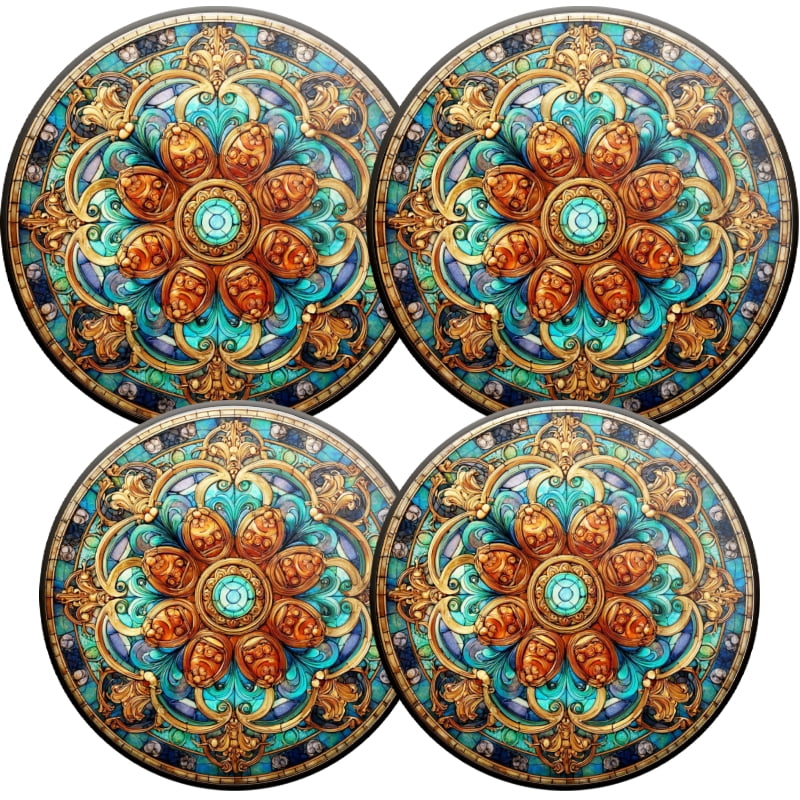Round Stove Burner Covers for Electric Stove, Vintage Multicolored Floral Mandala Art Decorative Electric Range Burner Covers Set of 4 for Kitchen, 8 Inches and 10 Inches