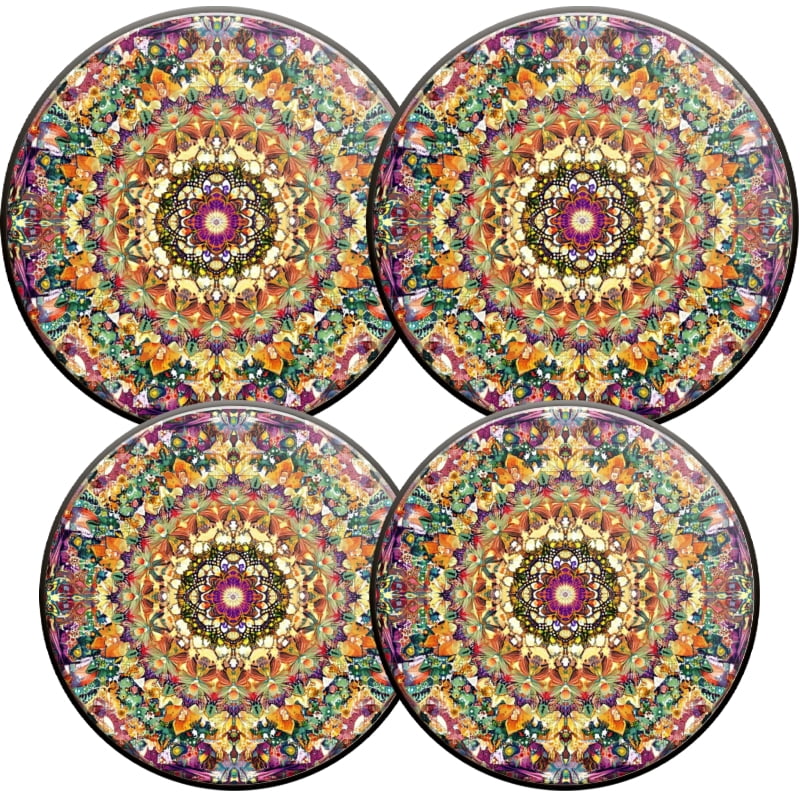 Round Stovetop Covers Electric Stove Cooktop, Bohemia Floral Intricate Retro Style Decorative Kitchen Decor Stove Burner Covers Set of 4, 8 Inches and 10 Inches