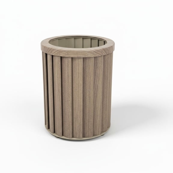 Round Strata Column Planter SM - Ash Brown