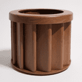 thumbnail image 1 of Round Strata Planter Small, Dark Brown Lightweight Aluminum Planter with Drainage and Internal Water Tray, 1 of 10