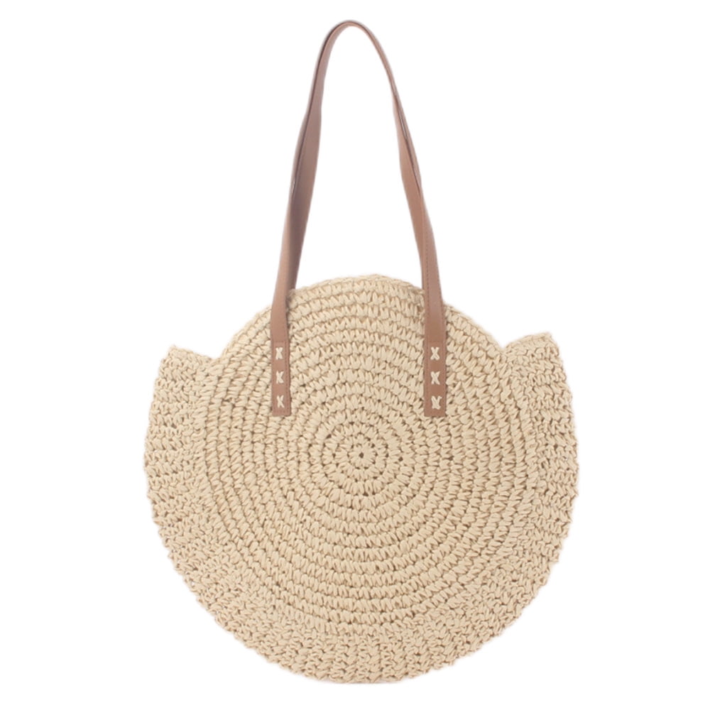 Women Straw Beach Bag Casual Bohemian Hand-woven Raffia Bag