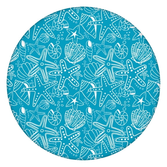 Round Stretch Tablecloth with Boho Chic Starfish Design - Waterproof Scratch-Resistant Windproof Table Cover for Picnics and Camping