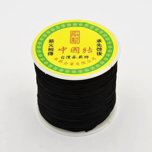 Round String Thread Polyester Fibre Cords Black 0.8mm 109.36 Yards (100m)/Roll Chinese Kontting Black DIY